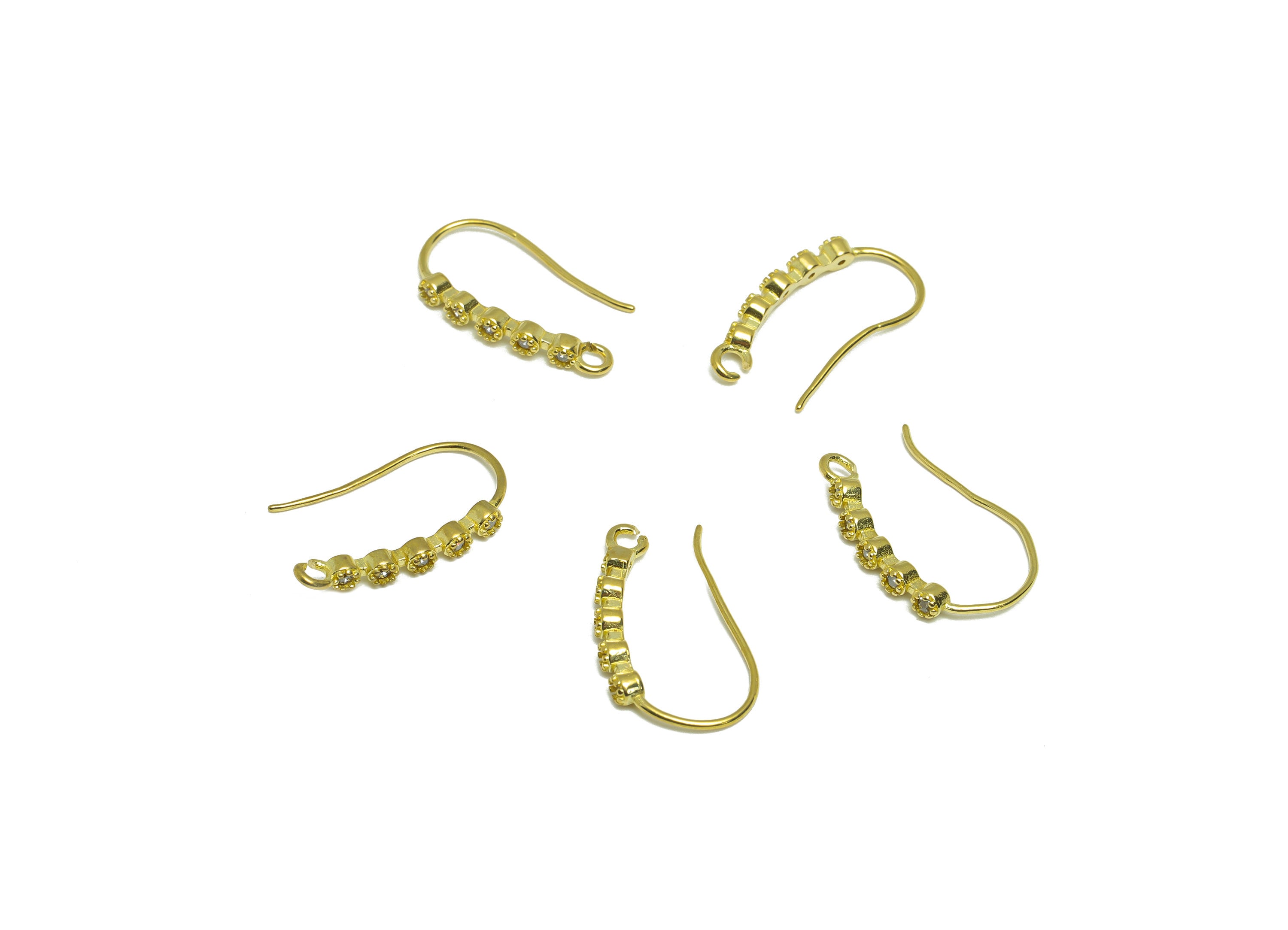 Brass Beads Hook Wire Earring - Raw Brass Zircon Wire Hook Earring - Brass Ear Wire Earring - Round Hook Wire Earring - 19x10.9x2mm - PP8994 - DOMEDBAZAAR