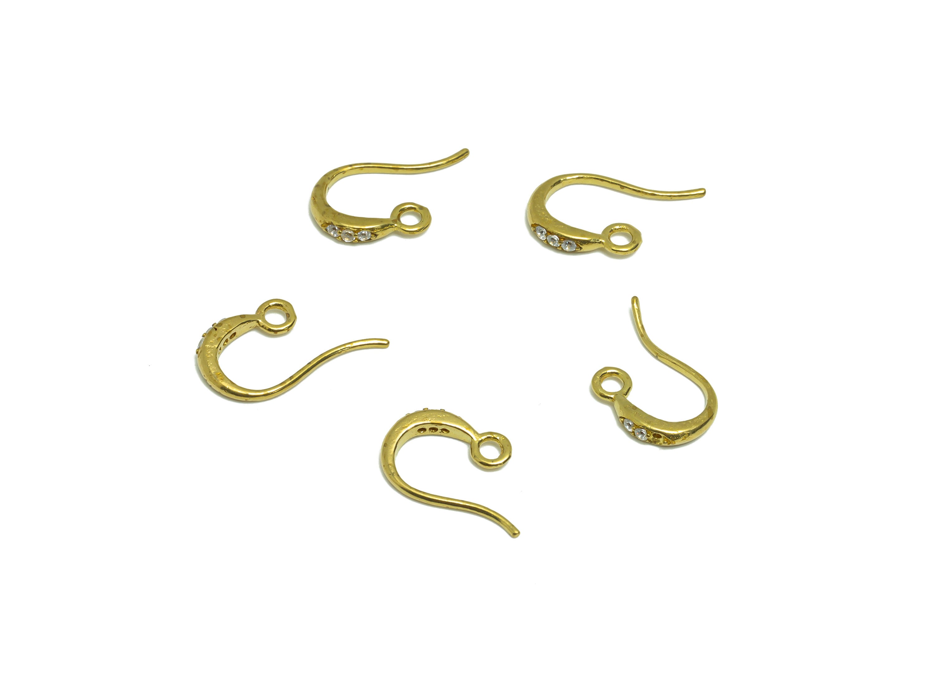 Brass Drop Hook Wire Earring - Raw Brass Zircon Wire Hook Earring - Ear Wire Earring With Loop- Teardrop Hook Wire Earring - 15x9x2mm-PP8993 - DOMEDBAZAAR