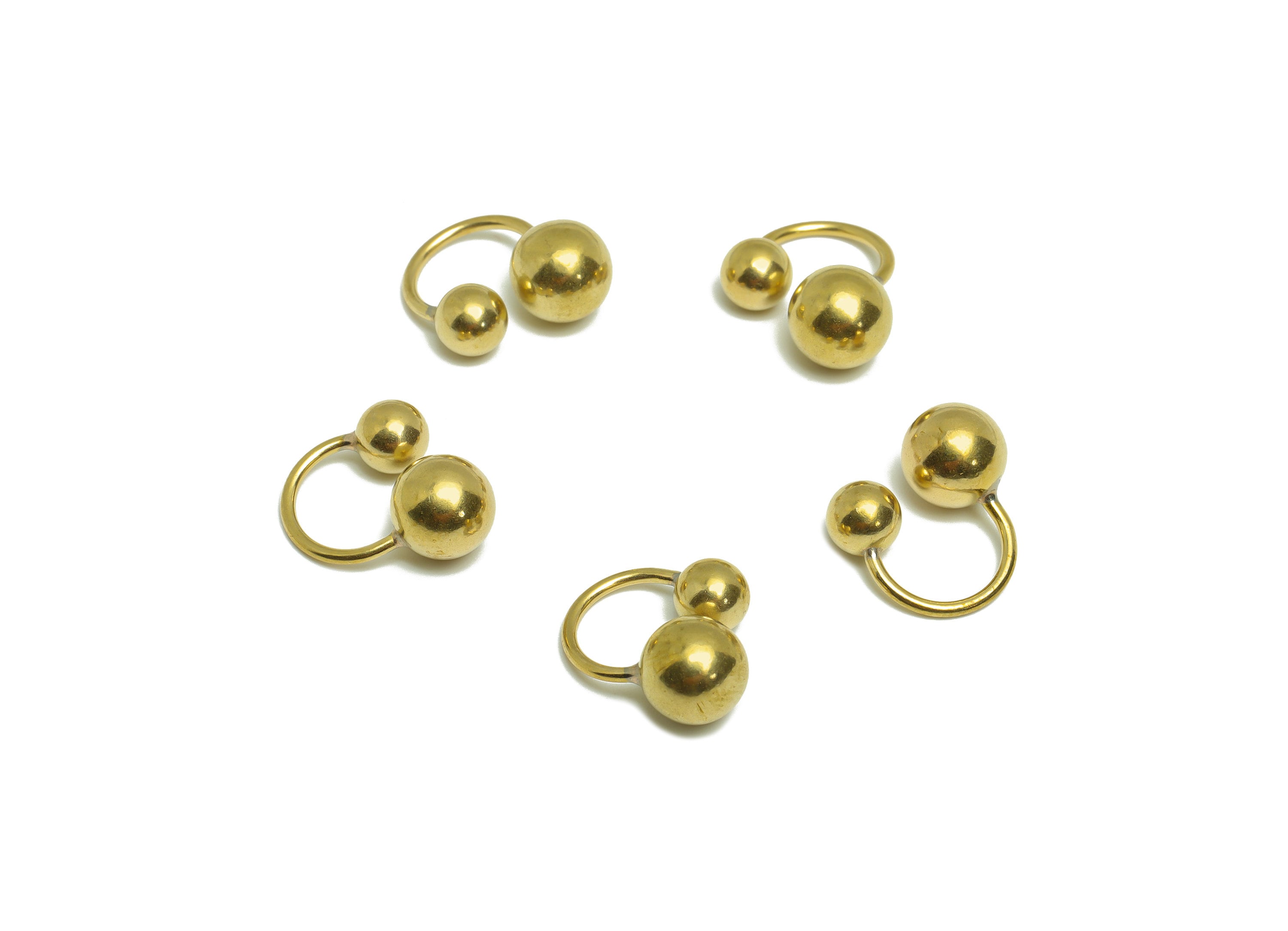 Brass Cuff Ball Earring - Raw Brass Bead Wire Hook Earring - Brass Ear Cuff Earring - Double Ball Cuff Hook Wire Earring - 13x11x1mm -PP9453 - DOMEDBAZAAR