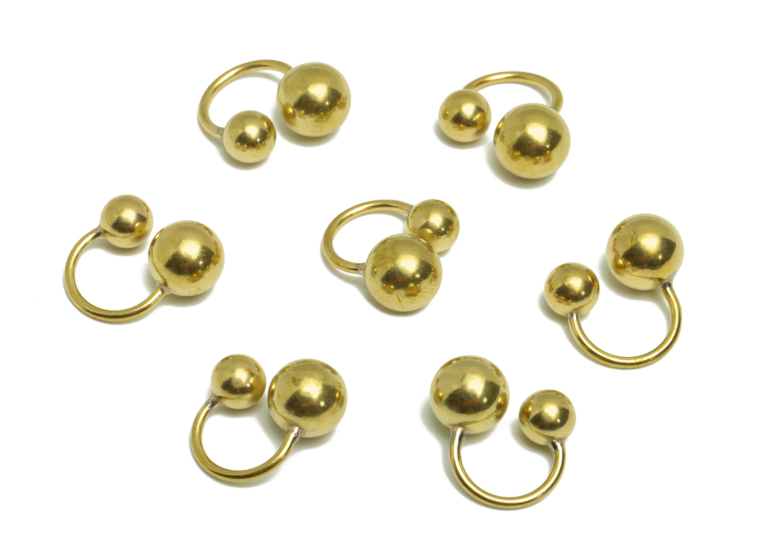 Brass Cuff Ball Earring - Raw Brass Bead Wire Hook Earring - Brass Ear Cuff Earring - Double Ball Cuff Hook Wire Earring - 13x11x1mm -PP9453 - DOMEDBAZAAR
