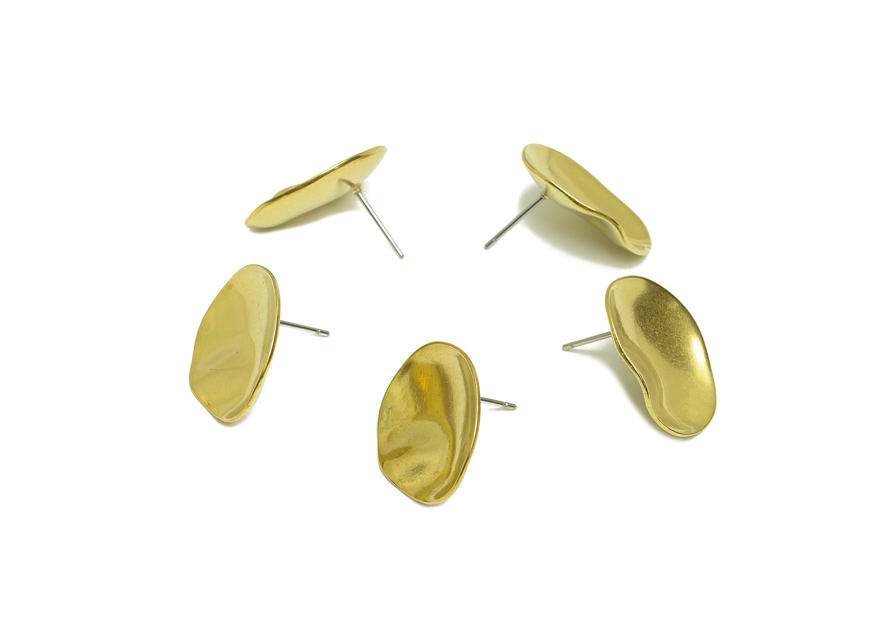 Brass Oval Earring Post - Raw Brass Wavy Earring Post - Brass Irregular Earring Post - Brass Plate Earring Post - 20x17.56x2.98mm - PP9463 - DOMEDBAZAAR