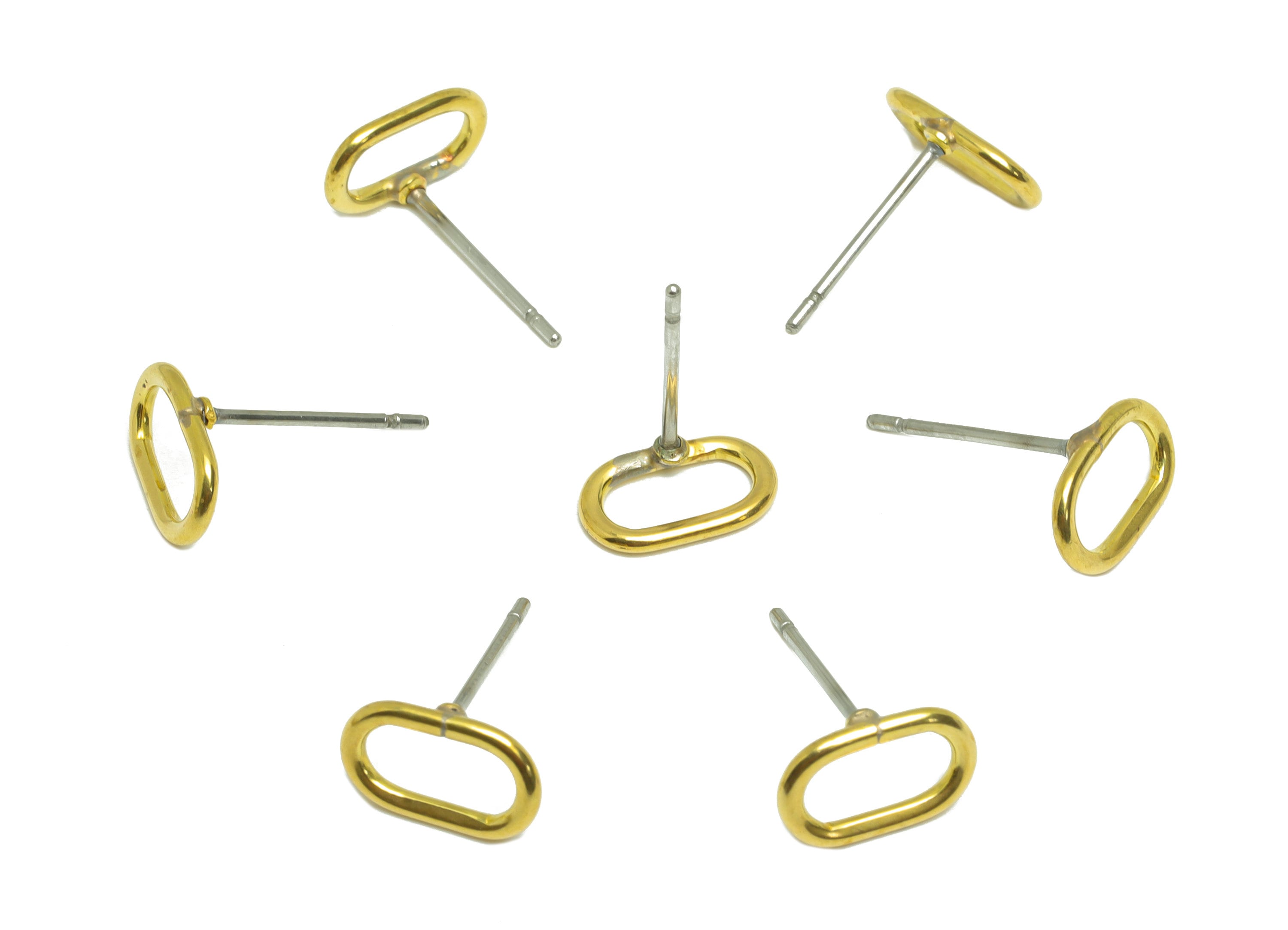 Brass Oval Ring Earring Post - Raw Brass Oval Earring Post - Brass Geometry Earring Post - Brass Mini Earring Post - 9.52x5.8x1mm - PP9448 - DOMEDBAZAAR
