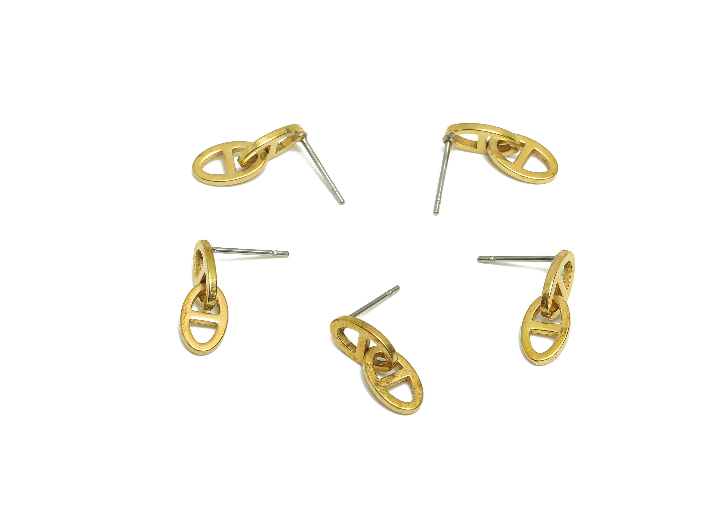 Brass Oval Link Dangle Earring Post - Raw Brass Earring Post - Brass Geometry Earring Post - Brass 8 Earring Post - 16.7x5.87x1mm - PP9462 - DOMEDBAZAAR