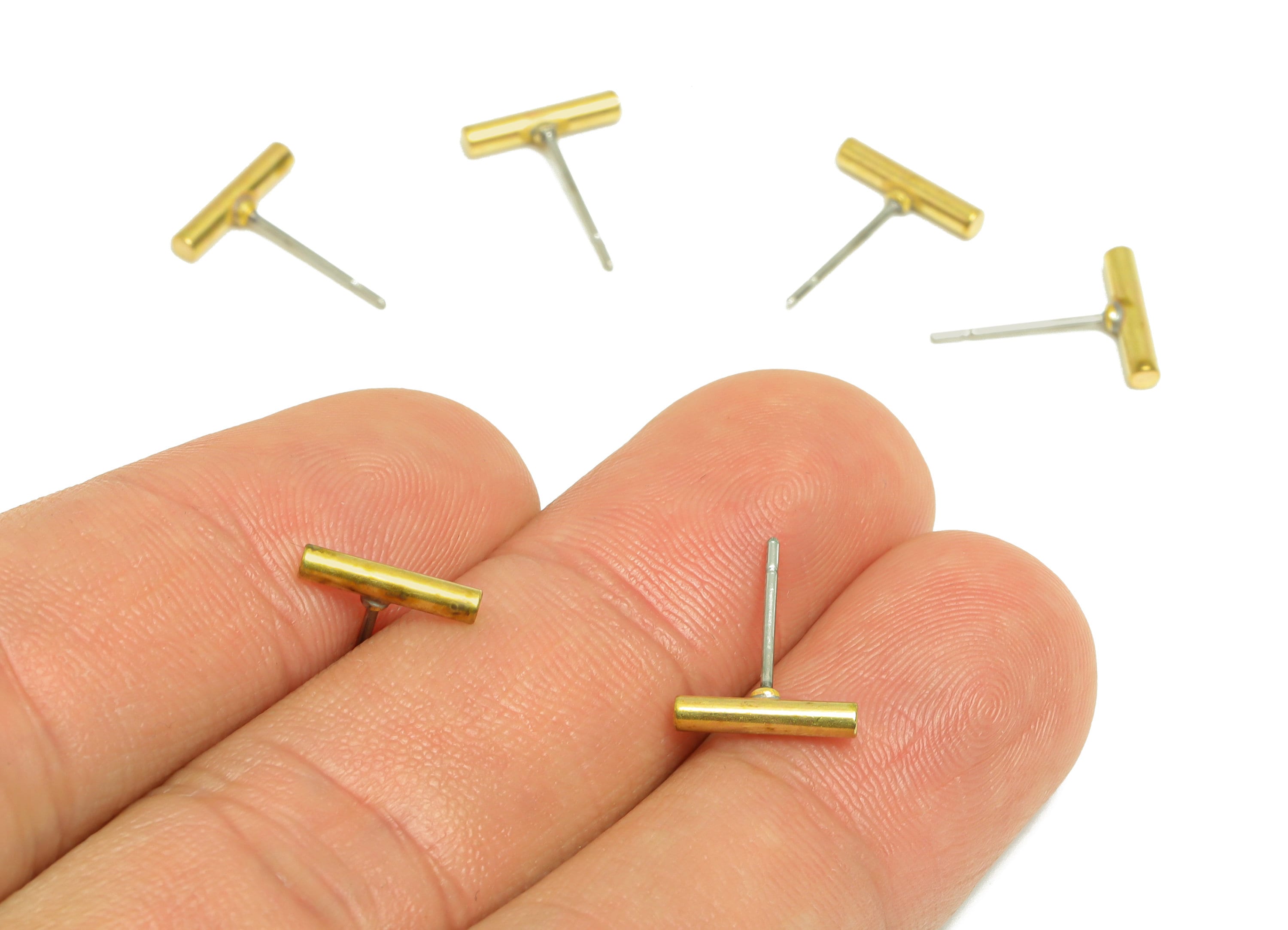 Brass Stick Wire Earring Post - Raw Brass Bar Earring Post - Brass Geometry Earring Post - Brass Wire Earring Post - 9.8x1.8x1.81mm - PP9447 - DOMEDBAZAAR