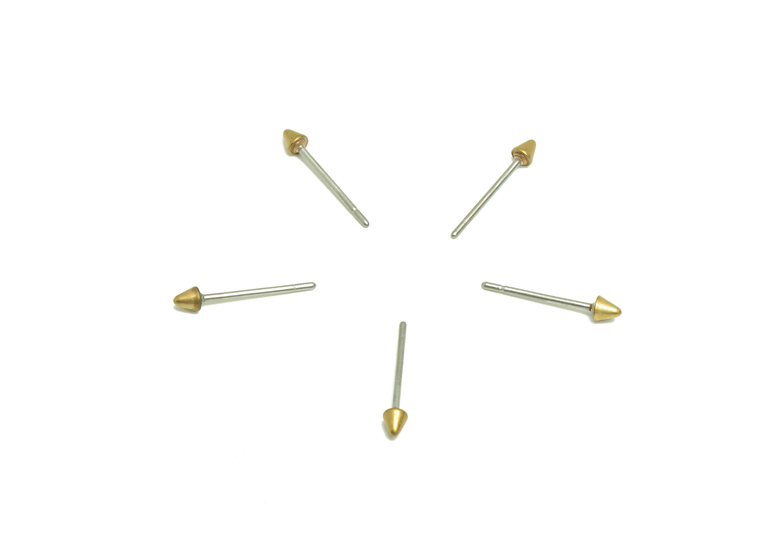 Brass Tiny Cone Earring Post - Raw Brass Earring Post - Brass Geometry Earring Post - Brass Mini Earring Post - 2.6x2.22x2.22mm - PP9450 - DOMEDBAZAAR