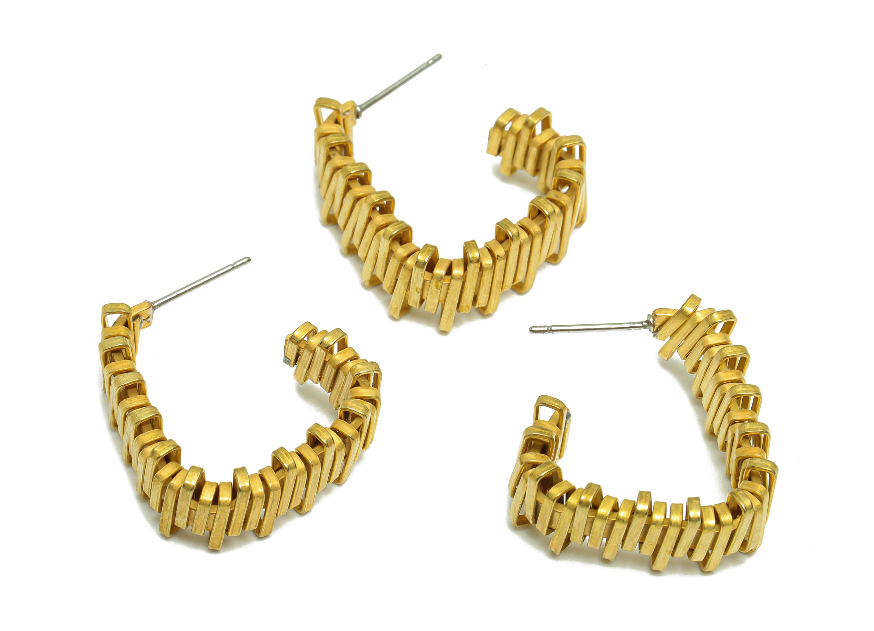 Brass Hoop Wire Earring - Raw Brass Triangle Hoop Earring - Brass Twine Wire Hoop Earring - Brass Open Hoop Earring - 26x22x2.92mm - PP9465 - DOMEDBAZAAR