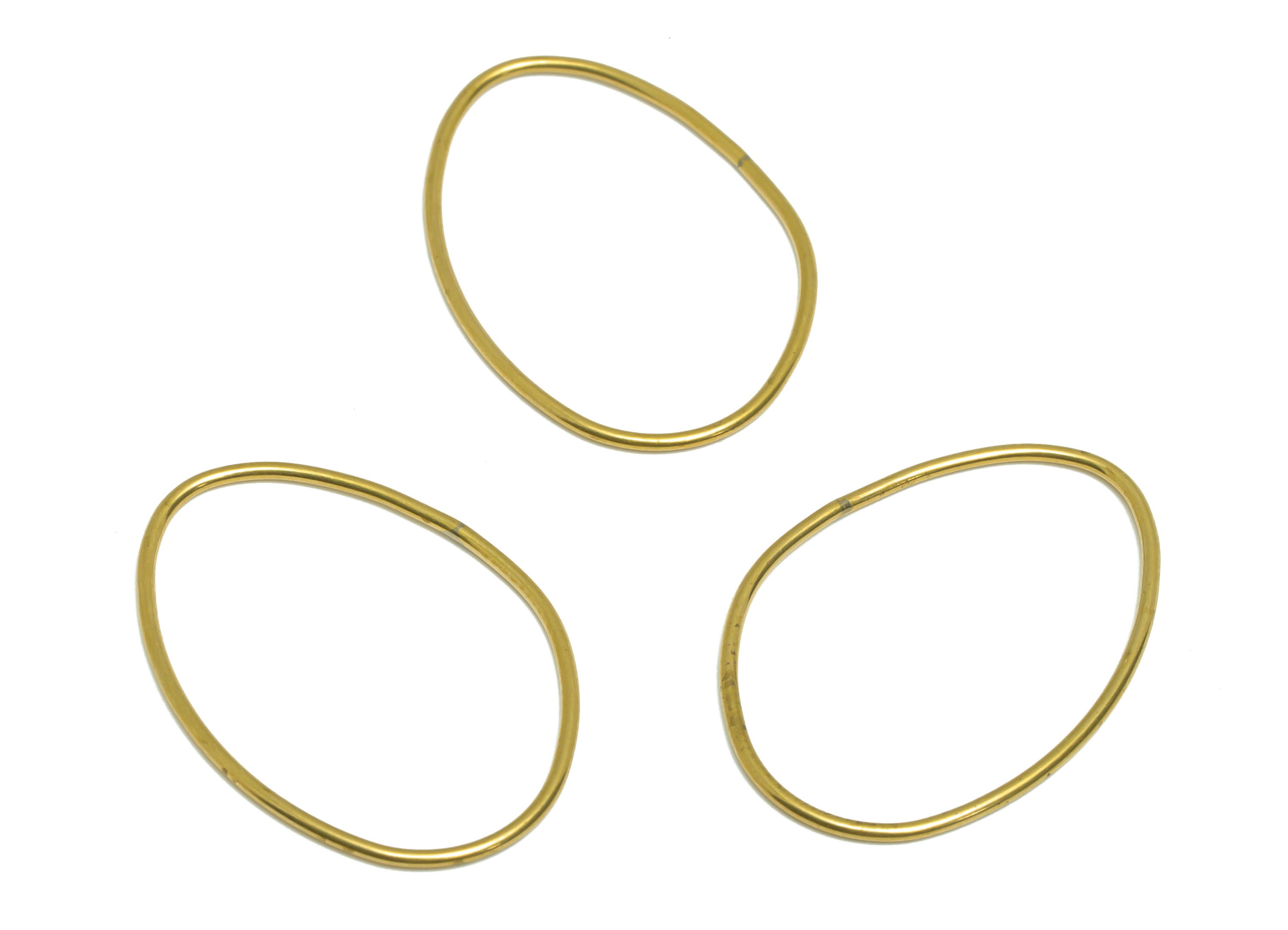 Brass Oval Wire Earring Charm - Raw Brass Ring Earring Charm - Geometry Oval Earring Charm - Wire Connector - 28.56x20.48x0.76mm - PP9458 - DOMEDBAZAAR