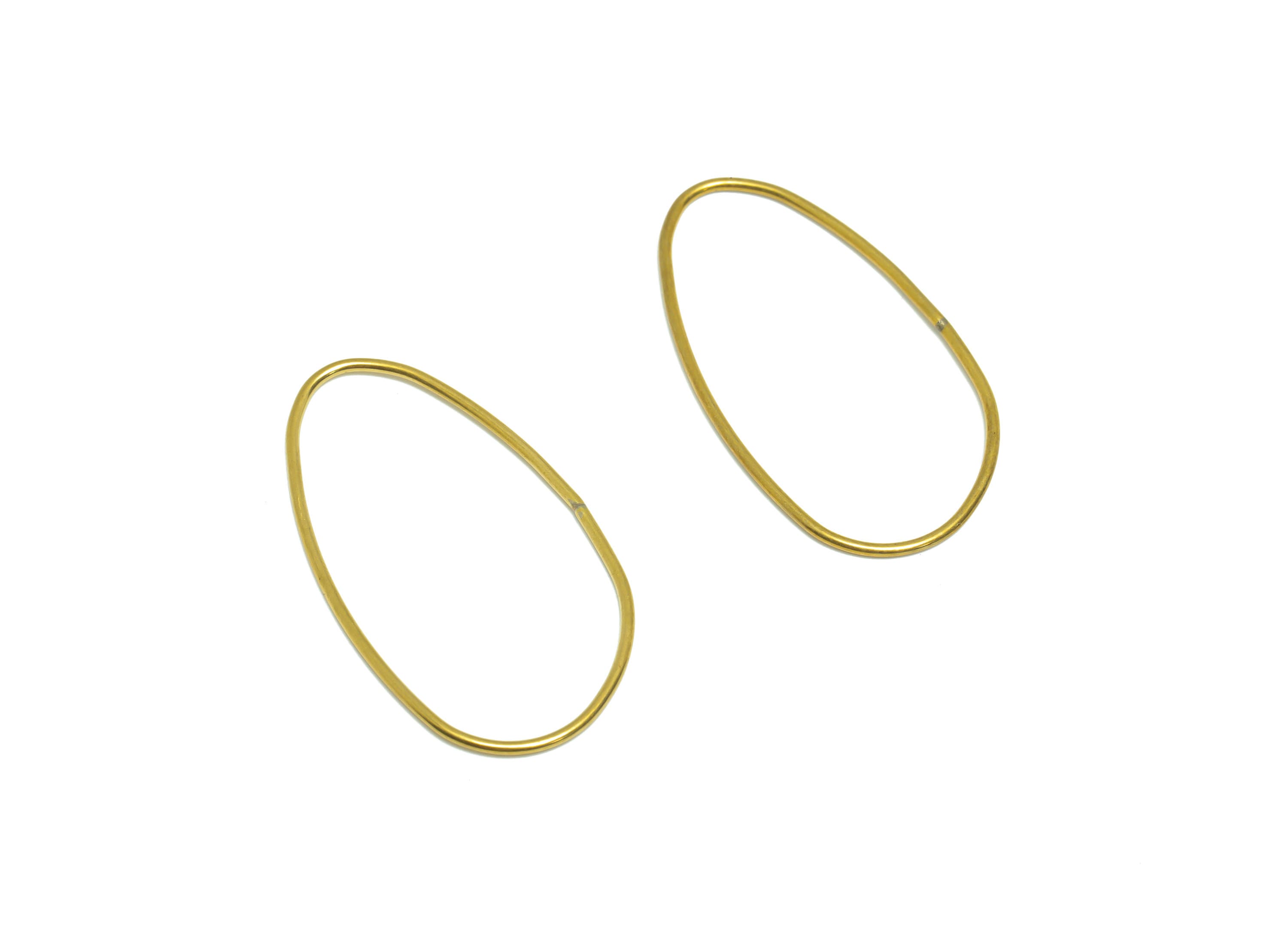 Brass Oval Wire Ring Earring Charm - Raw Brass Ring Earring Charm - Geometry Oval Earring Charm - Wire Connector - 35.52x19.48x1mm - PP9459 - DOMEDBAZAAR