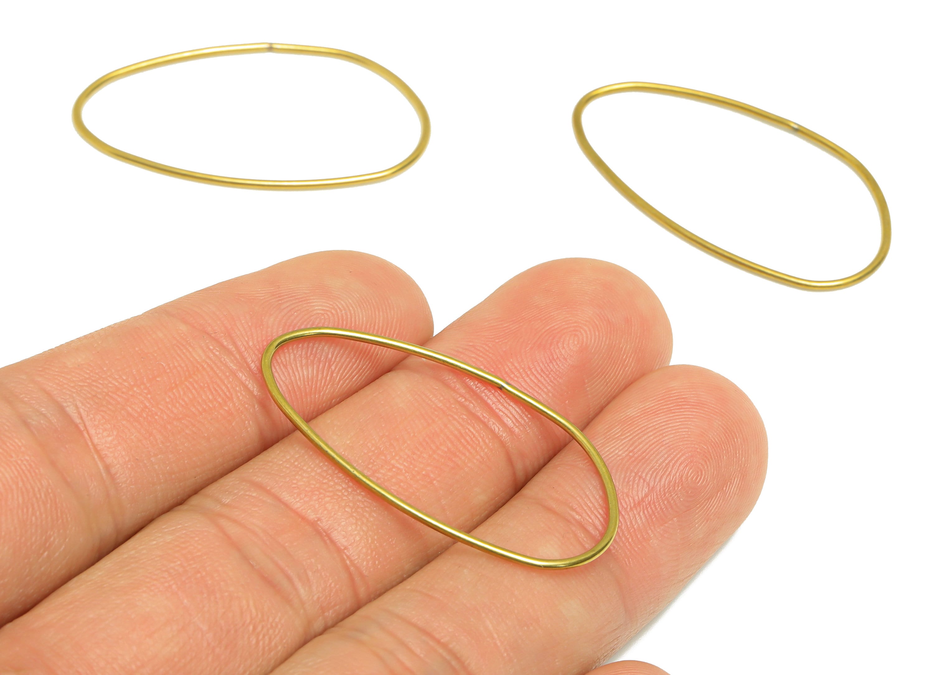 Brass Oval Wire Ring Earring Charm - Raw Brass Ring Earring Charm - Geometry Oval Earring Charm - Wire Connector - 35.52x19.48x1mm - PP9459 - DOMEDBAZAAR
