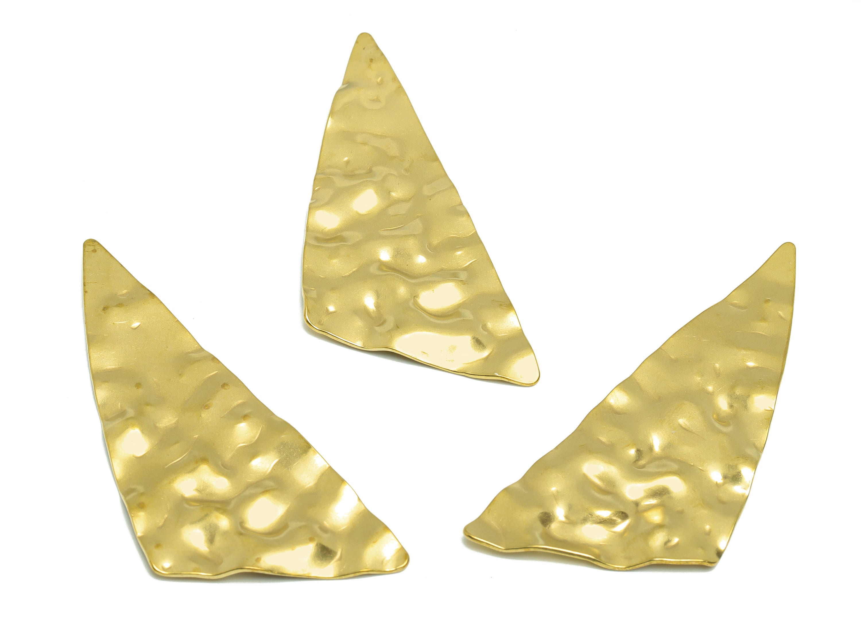 Hammered Triangle Earring Charm - Raw Brass Bent Textured Earring Charm - Geometry Earring Charm - Triangle Charm - 69x27.73x1.29mm - PP9445 - DOMEDBAZAAR