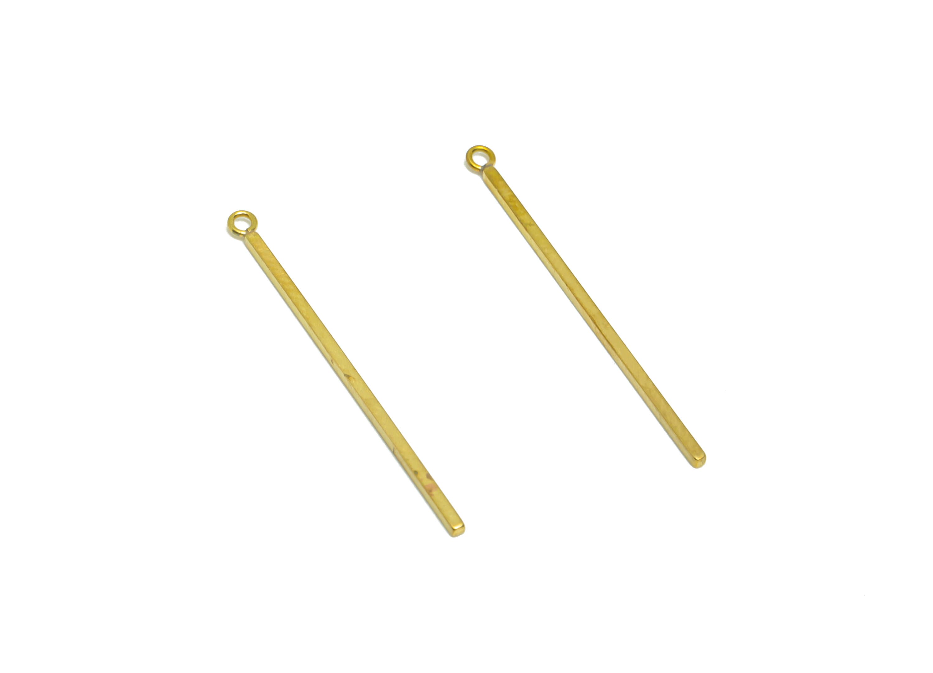 Brass Stick Earring Charm - Raw Brass Bar Earring Charm - Rectangle Wire Earring Charm - Stick Wire Charm - 31.9x2x0.85mm - PP9456 - DOMEDBAZAAR