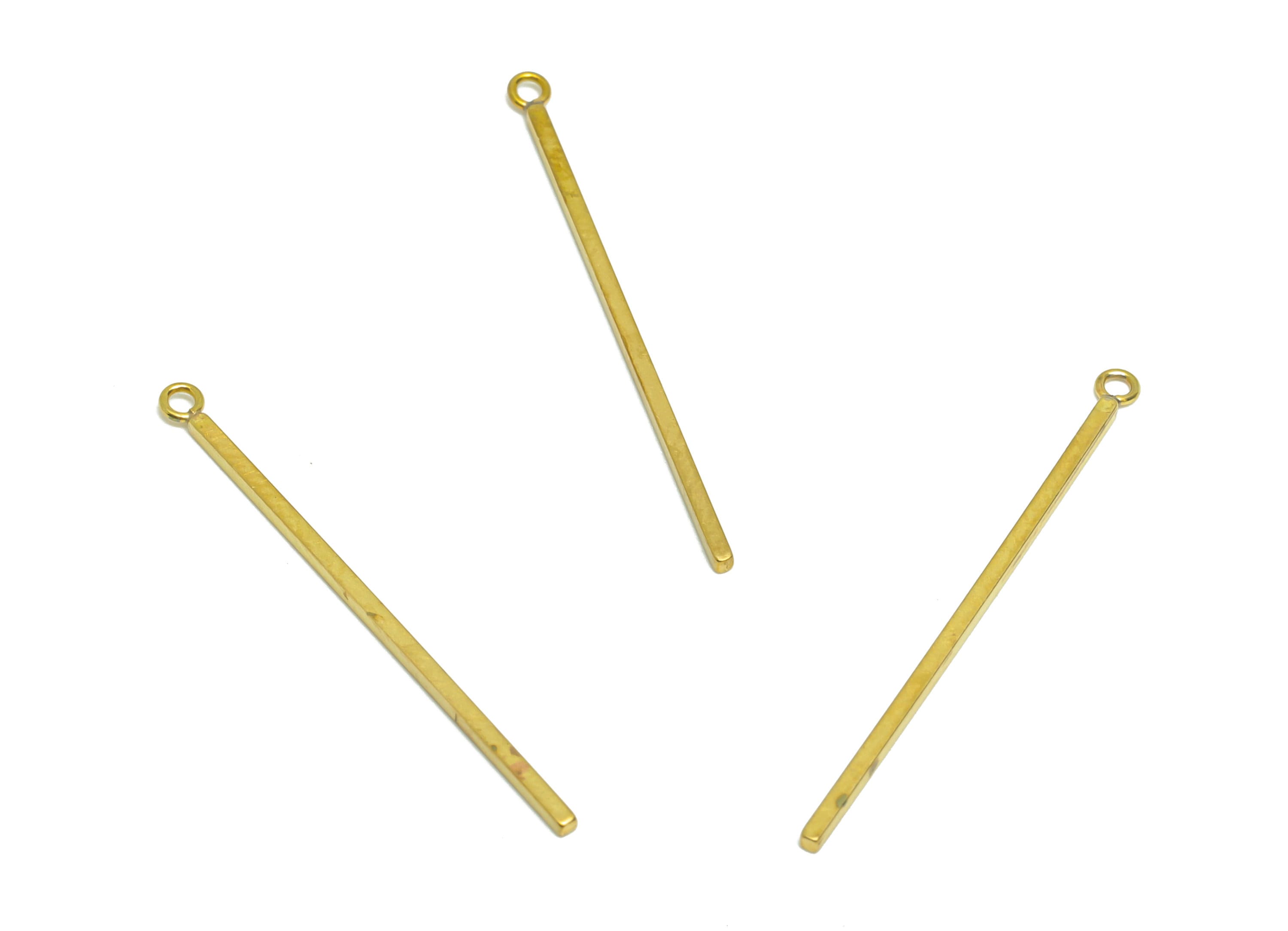 Brass Stick Earring Charm - Raw Brass Bar Earring Charm - Rectangle Wire Earring Charm - Stick Wire Charm - 31.9x2x0.85mm - PP9456 - DOMEDBAZAAR
