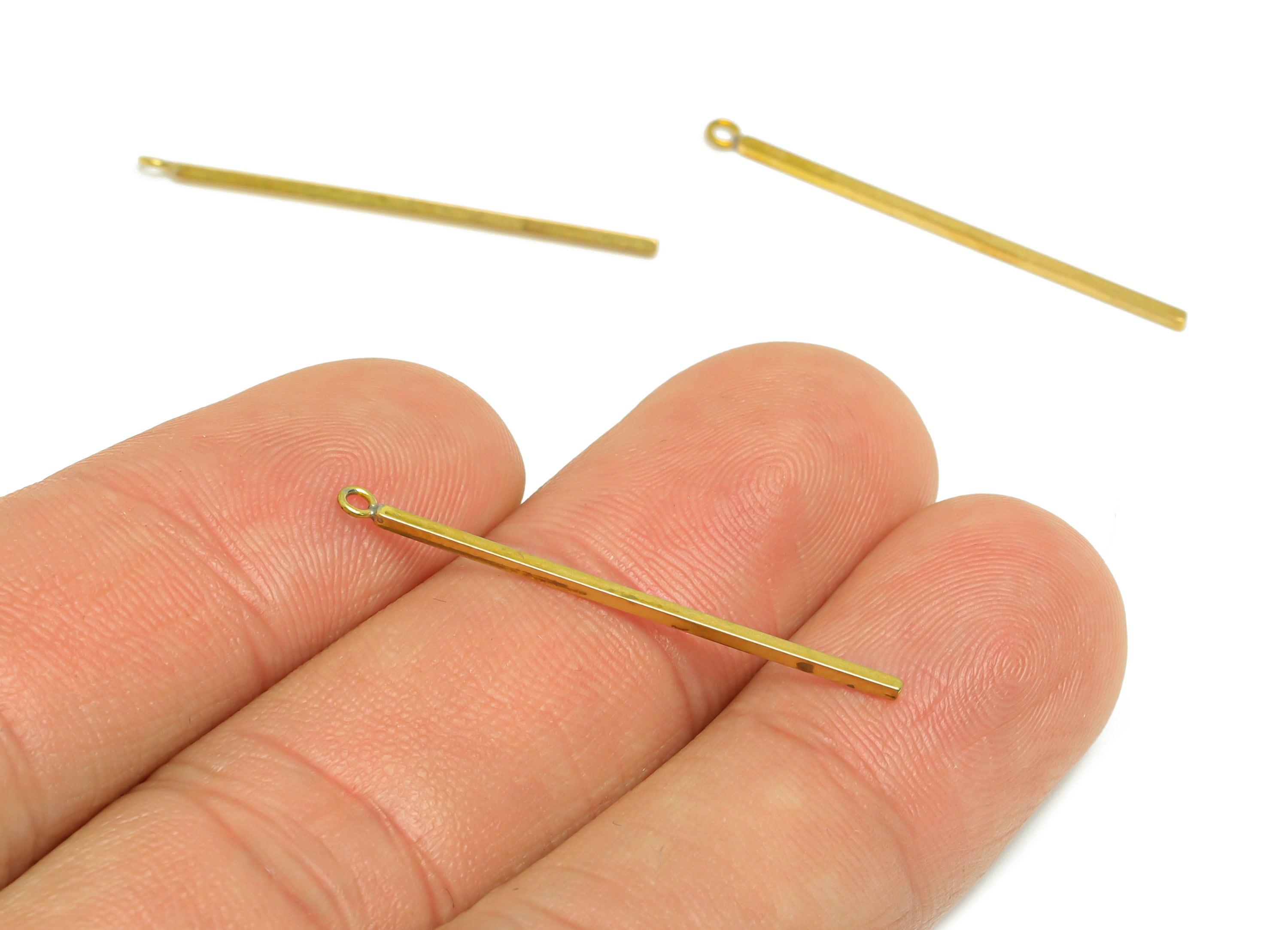 Brass Stick Earring Charm - Raw Brass Bar Earring Charm - Rectangle Wire Earring Charm - Stick Wire Charm - 31.9x2x0.85mm - PP9456 - DOMEDBAZAAR