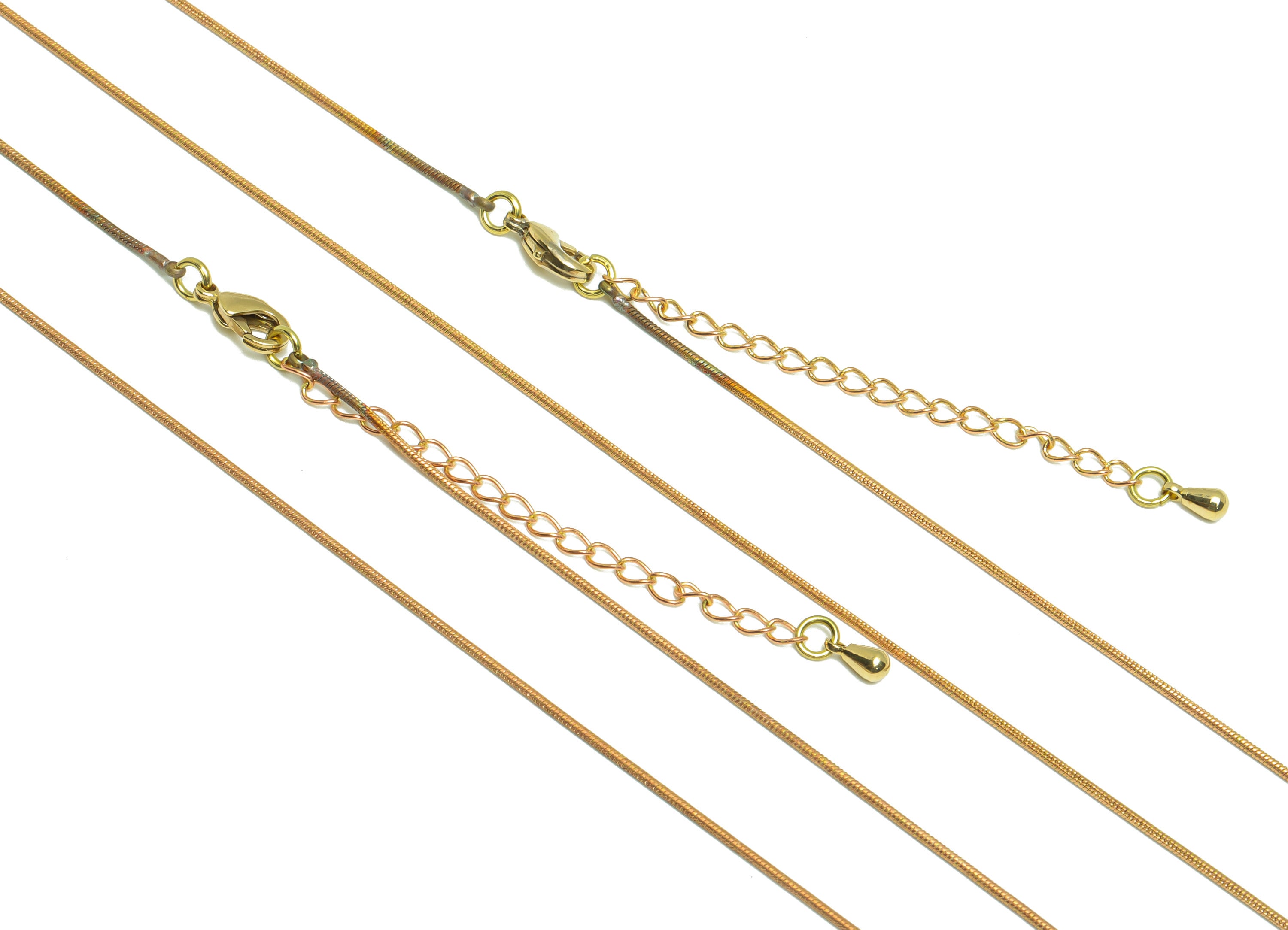 1mm Finished Snake Chain - 44+6CM Snake Chain - Raw Brass Chain Finished Necklace - Brass  Necklace - Snake Necklace - CC1263 - DOMEDBAZAAR