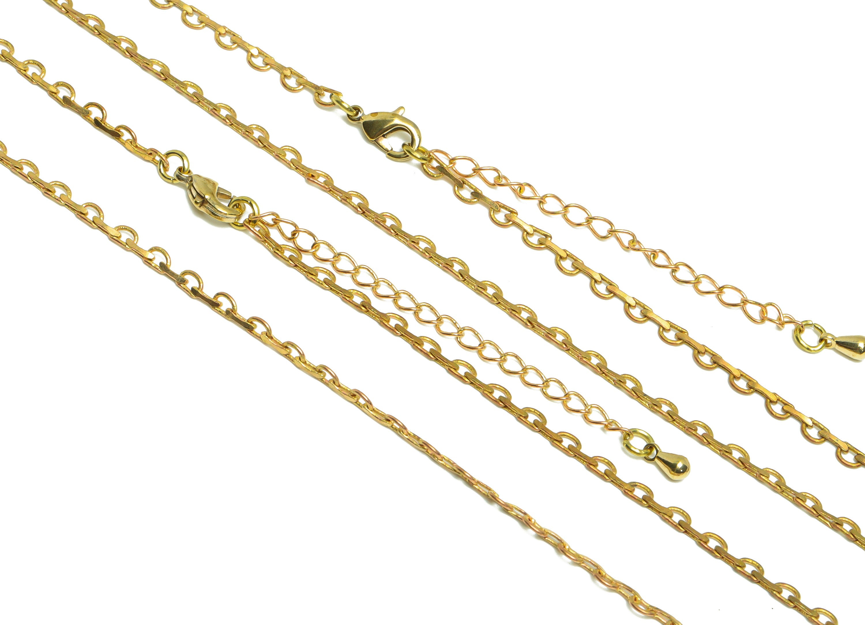 2.1mm Finished Link Chain - 41.5+5.5cm Link Chain - Raw Brass Chain Finished Link - Finished Link Chain Necklace - CC1270 - DOMEDBAZAAR