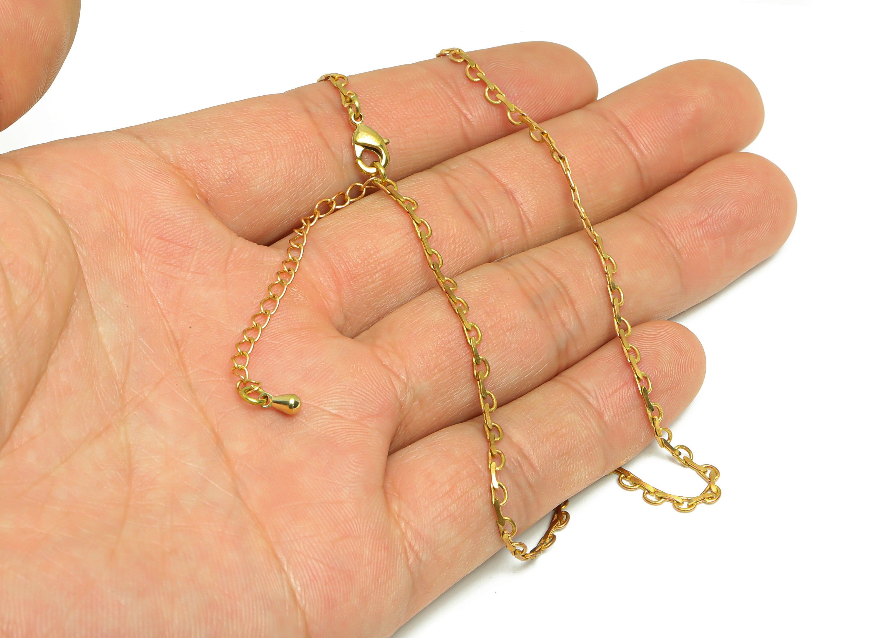 2.1mm Finished Link Chain - 41.5+5.5cm Link Chain - Raw Brass Chain Finished Link - Finished Link Chain Necklace - CC1270 - DOMEDBAZAAR