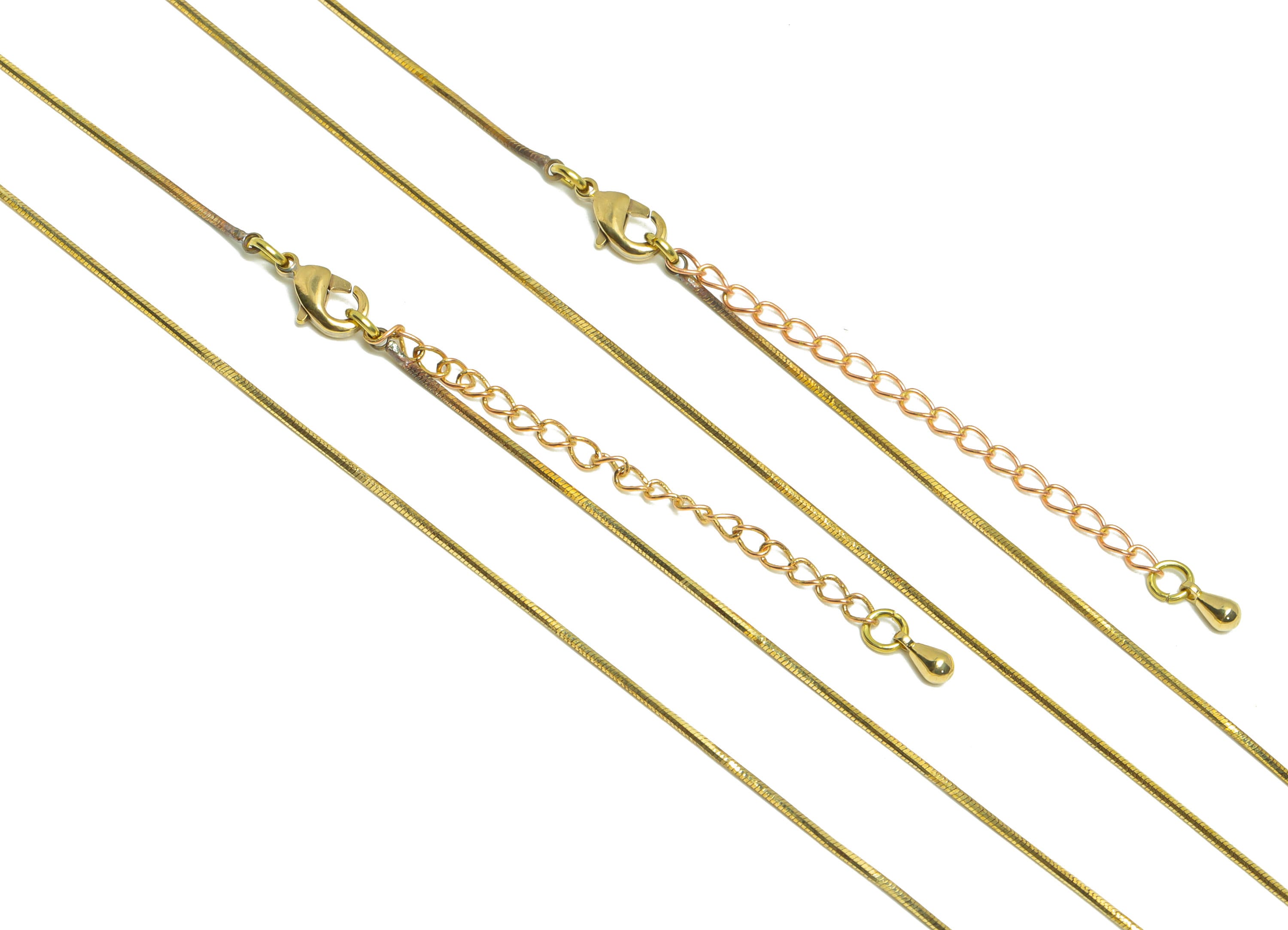 1mm Finished Snake Chain - 42.5+5.5 Snake Chain - Raw Brass Finished Snake Chain - Finished Snake Chain Necklace - For Necklace - CC1271 - DOMEDBAZAAR