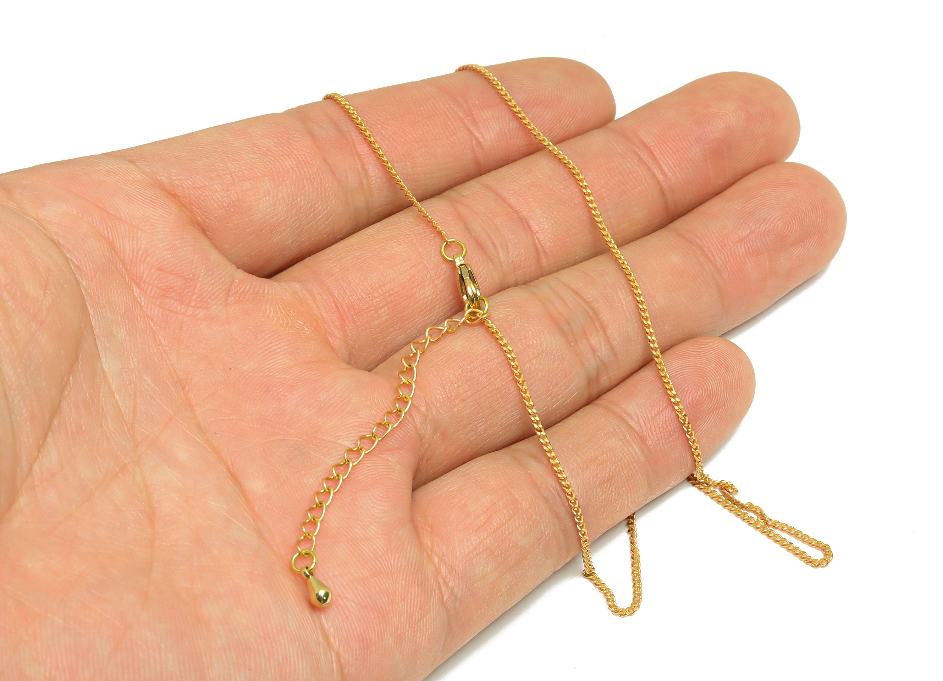 0.135 Finished Curb Chain - 42+6cm Faceted Curb Chain - Raw Brass Curb Chain Necklace - Brass Finished Curb Chain Necklace - CC1255 - DOMEDBAZAAR