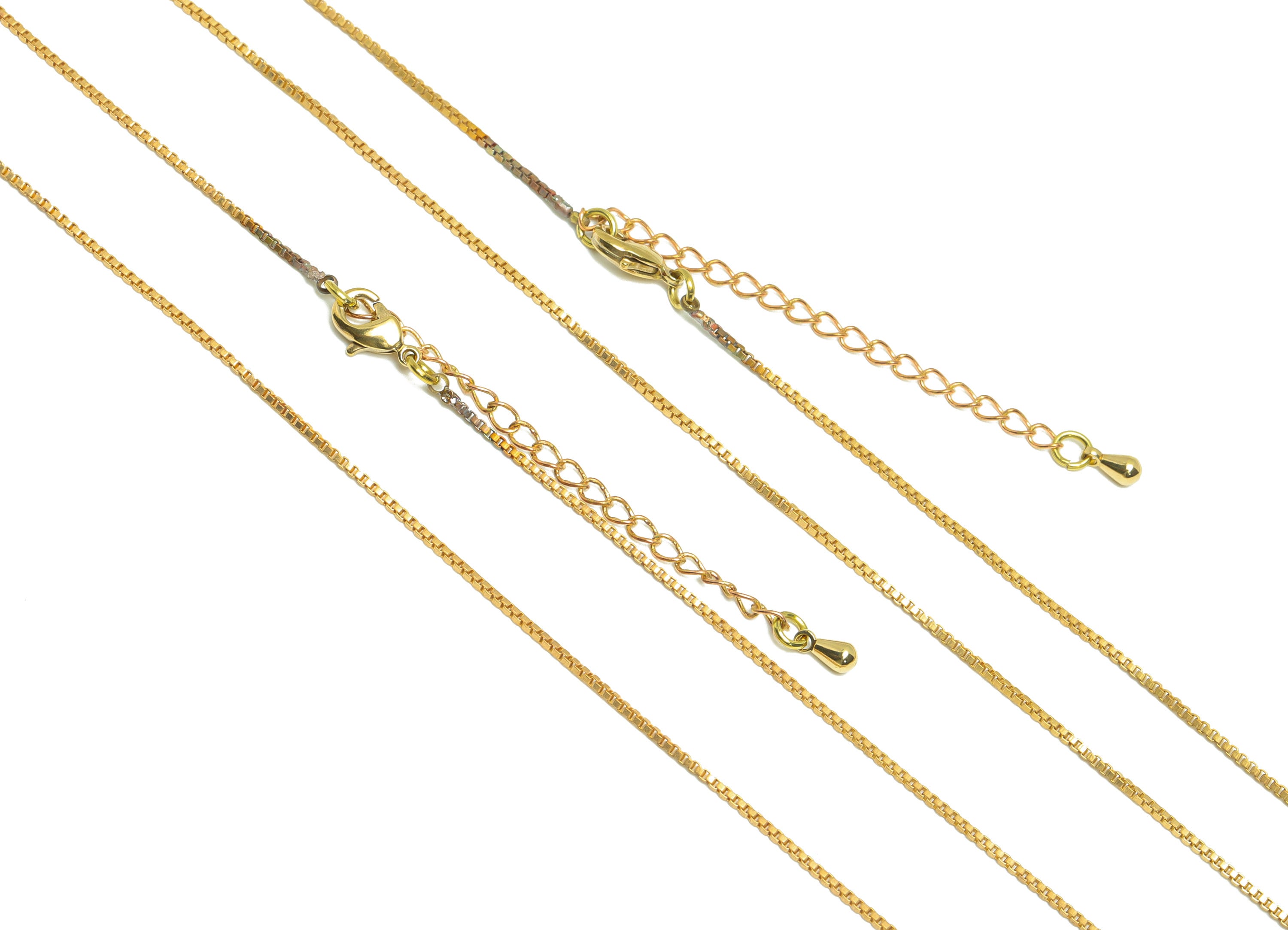 1mm Finished Box Chain - 44+6cm 1mm Box Chain - Raw Brass Box Chain Necklace - Brass Finished  Box Chain Necklace - CC1257 - DOMEDBAZAAR