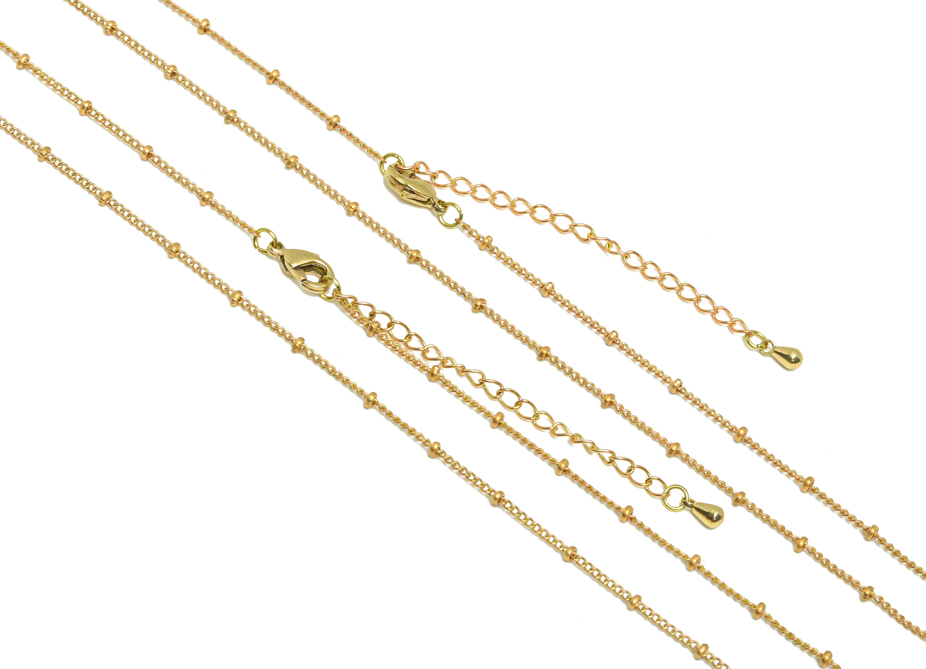 0.135 Finished Ball Curb Chain - 42+6cm Rondella Beaded Curb Chain - Raw Brass Rondella Beaded Necklace - Brass Ball Curb Necklace - CC1258 (Copy) - DOMEDBAZAAR